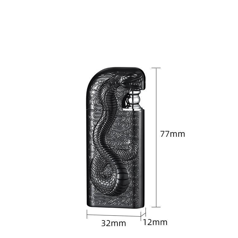 Double Flame Embossed Serpent King Refillable Butane Lighter - image 12