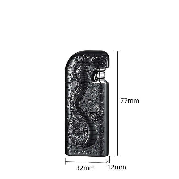 Double Flame Embossed Serpent King Refillable Butane Lighter - image 12