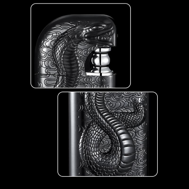 Double Flame Embossed Serpent King Refillable Butane Lighter - image 11