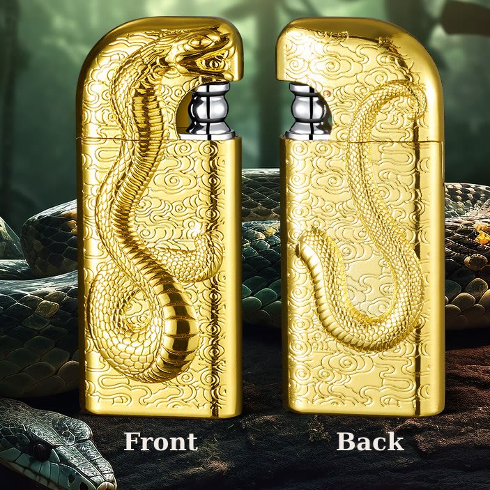 Double Flame Embossed Serpent King Refillable Butane Lighter - image 7