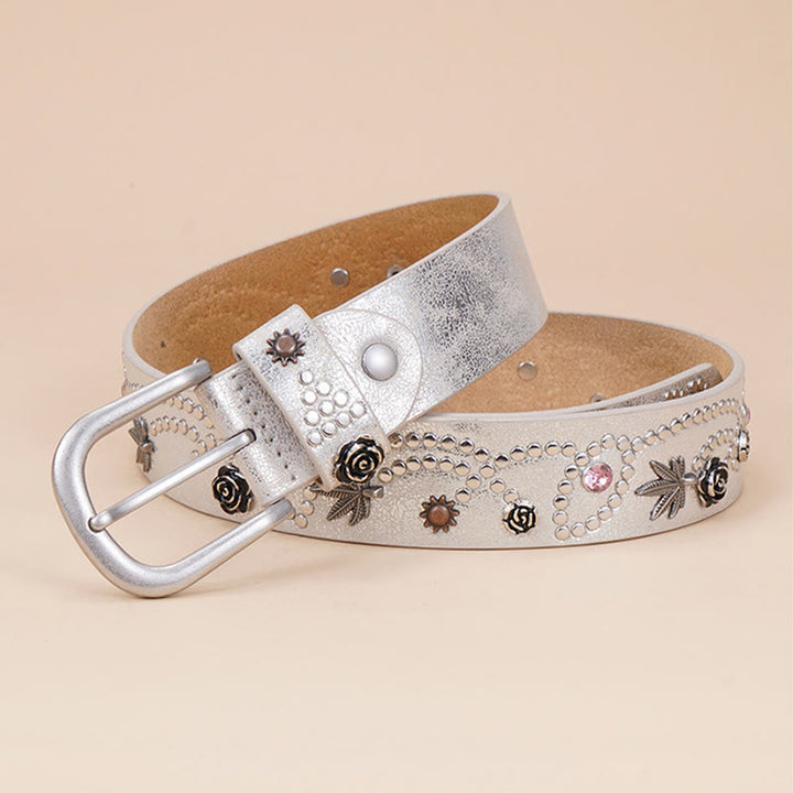 Women's Western Cowgirl Rivet Pin Buckle Belt