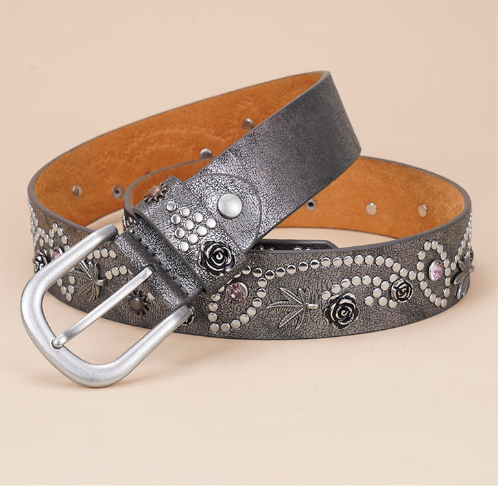 Women's Western Cowgirl Rivet Pin Buckle Belt - image 2