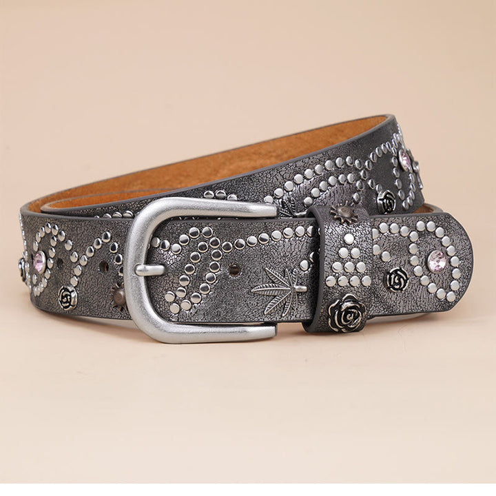 Women's Western Cowgirl Rivet Pin Buckle Belt - image 3