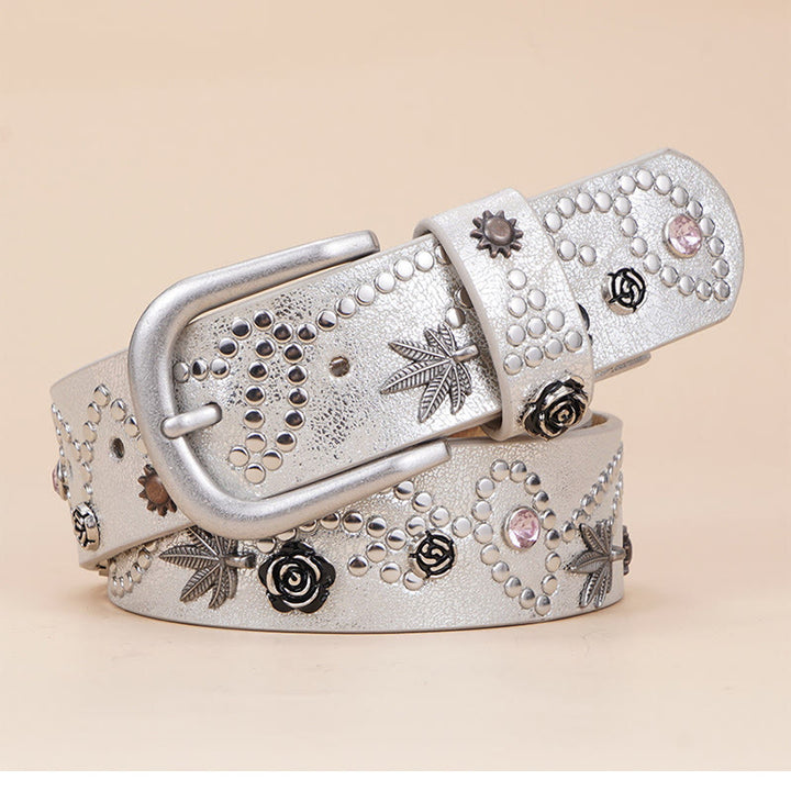 Women's Western Cowgirl Rivet Pin Buckle Belt