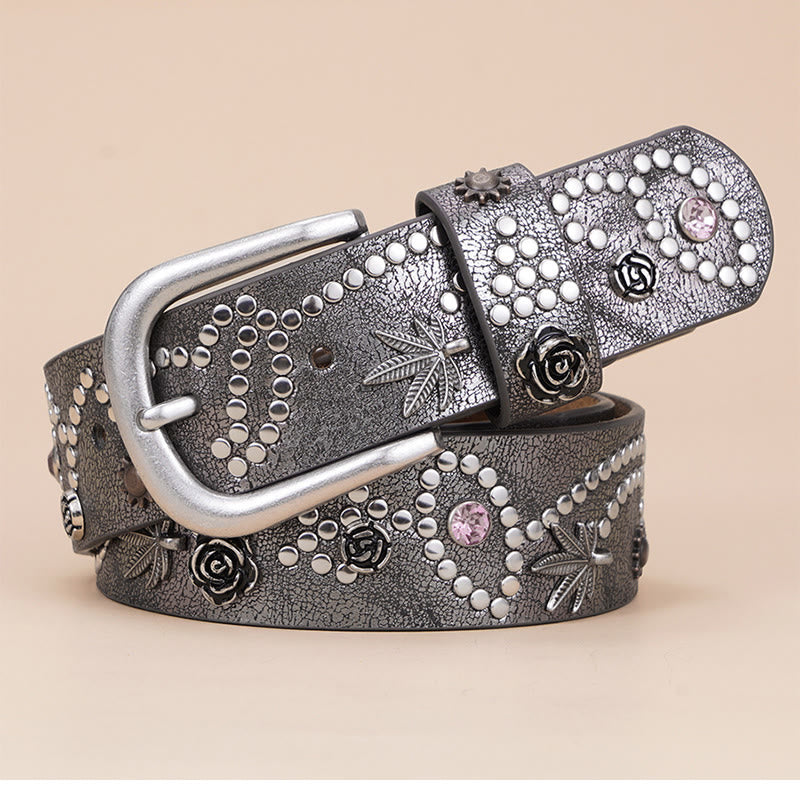 Women's Western Cowgirl Rivet Pin Buckle Belt - Black - 42 - image 0