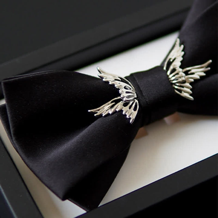 Men's Silver Flying Wings Elegant Black Bow Tie - image 4