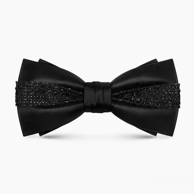Men's Luxurious Sparkling Rhinestone Metal Chain Bow Tie - Black - image 5