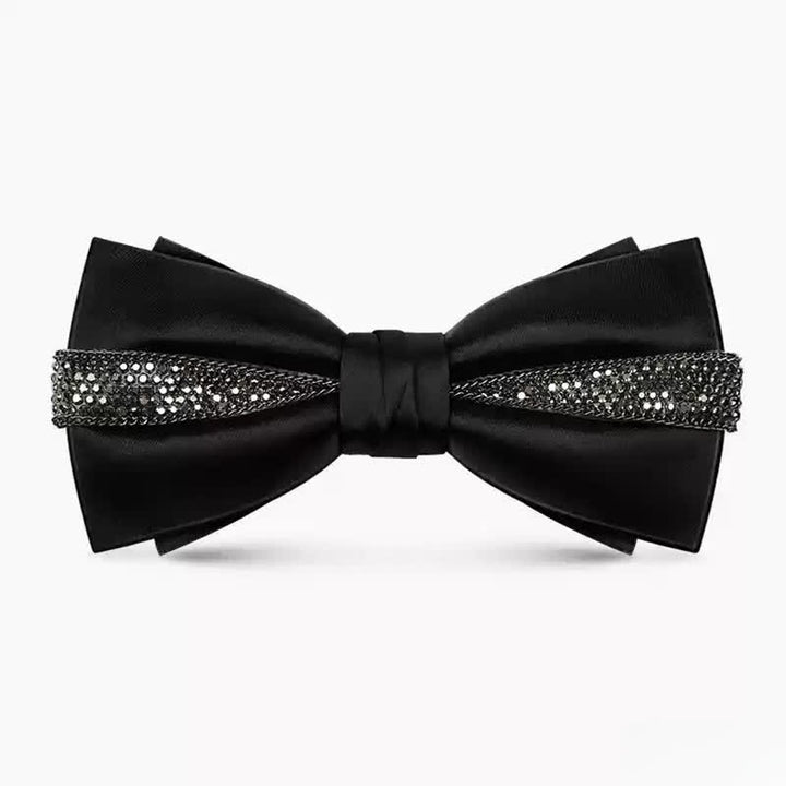 Men's Luxurious Sparkling Rhinestone Metal Chain Bow Tie