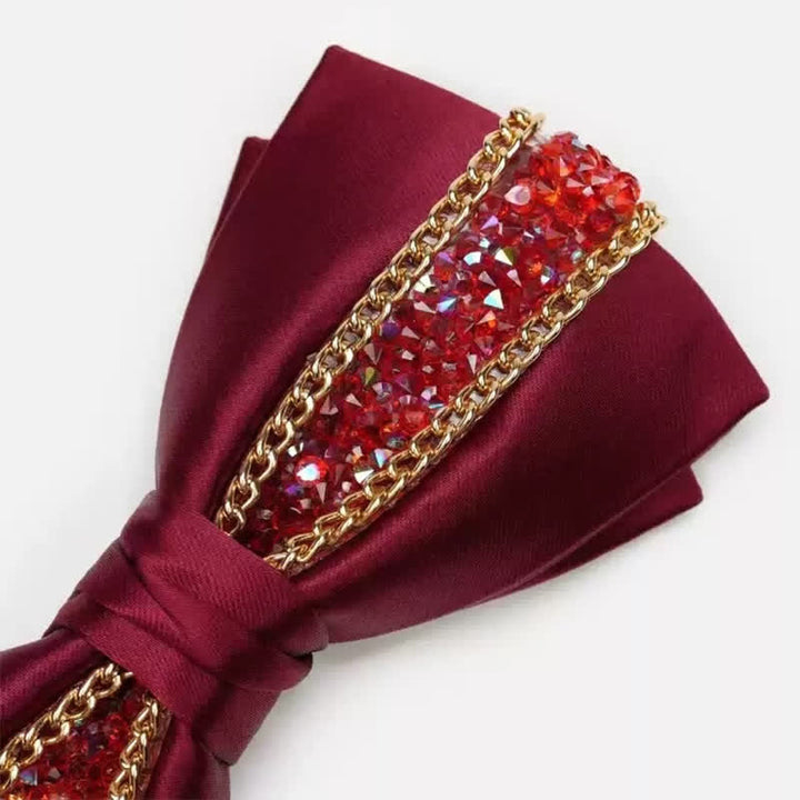 Men's Luxurious Sparkling Rhinestone Metal Chain Bow Tie - image 2