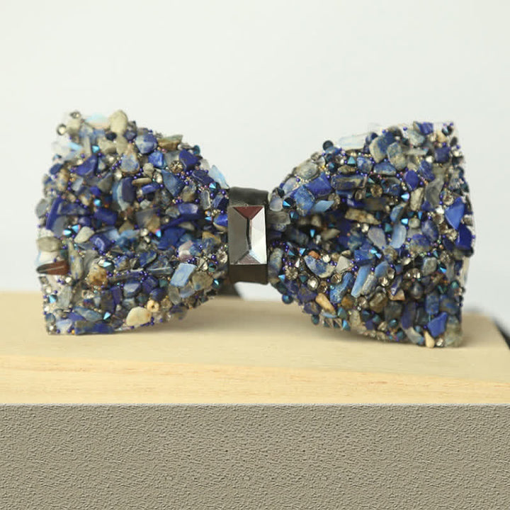 Men's Multicolor Stone Crystal Clastic Enchases Bow Tie