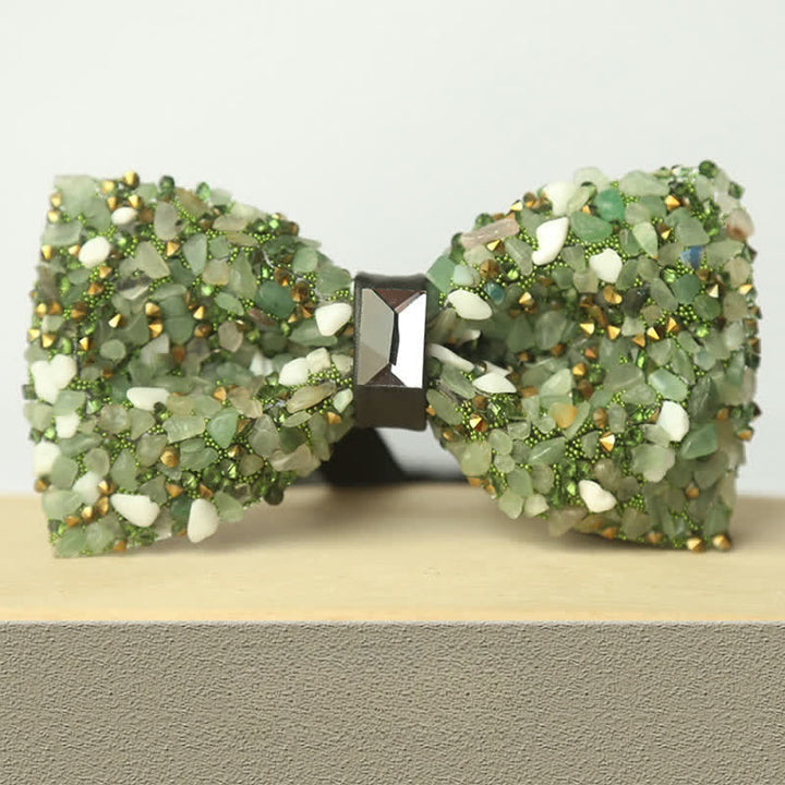 Men's Multicolor Stone Crystal Clastic Enchases Bow Tie - Style #1 - image 2