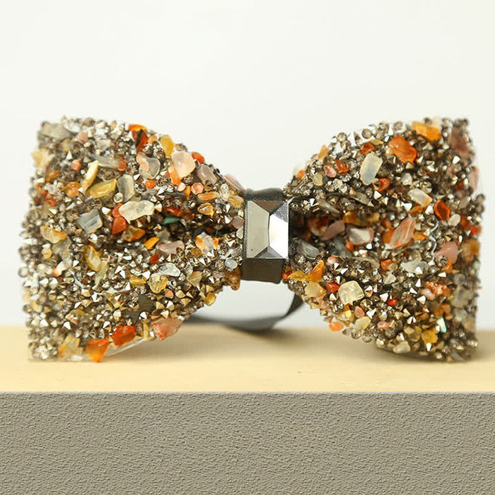 Men's Multicolor Stone Crystal Clastic Enchases Bow Tie - Style #17 - image 19