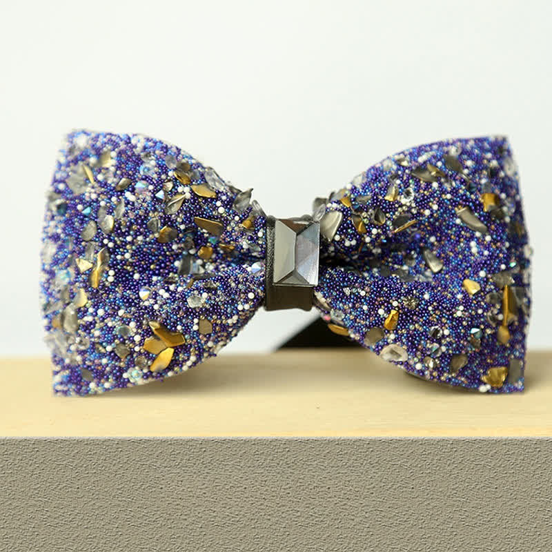 Men's Multicolor Stone Crystal Clastic Enchases Bow Tie - Style #15 - image 17