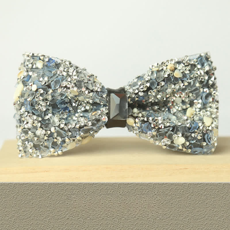 Men's Multicolor Stone Crystal Clastic Enchases Bow Tie