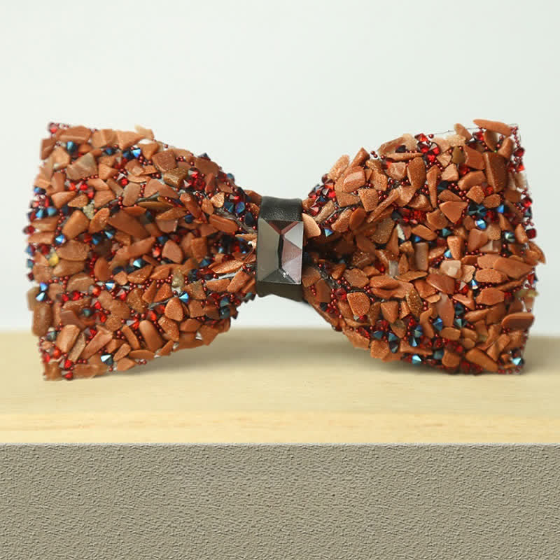 Men's Multicolor Stone Crystal Clastic Enchases Bow Tie