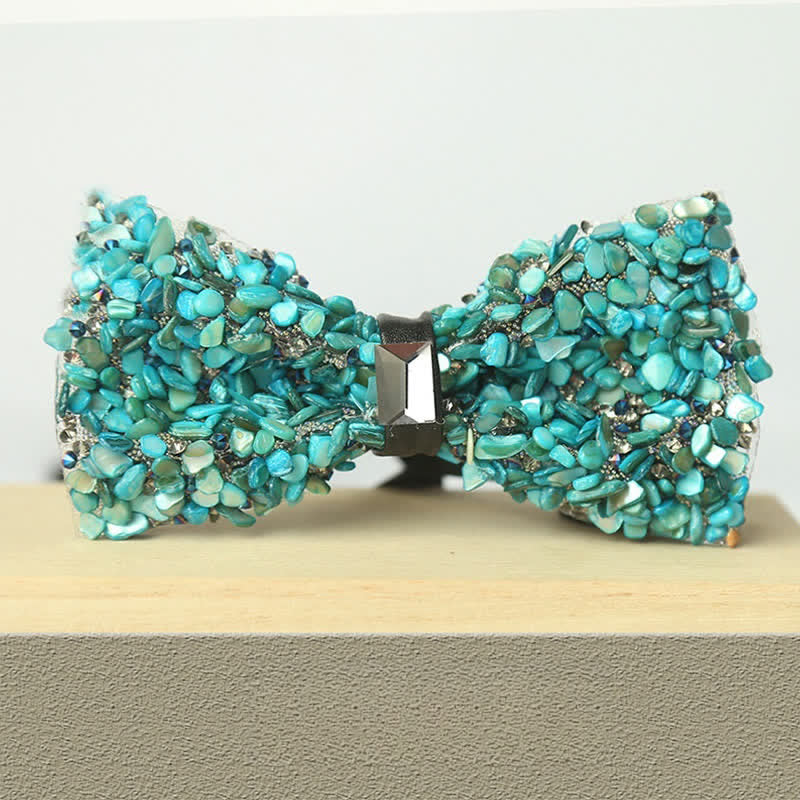 Men's Multicolor Stone Crystal Clastic Enchases Bow Tie