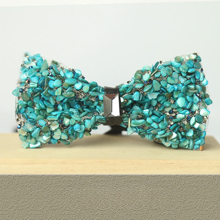 Men's Multicolor Stone Crystal Clastic Enchases Bow Tie