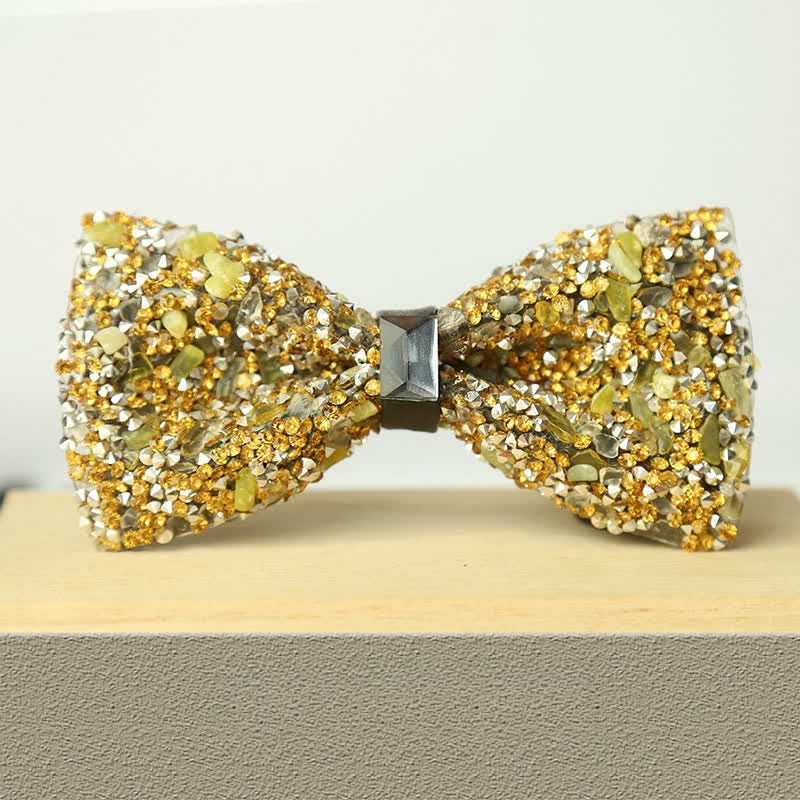 Men's Multicolor Stone Crystal Clastic Enchases Bow Tie - Style #16 - image 18