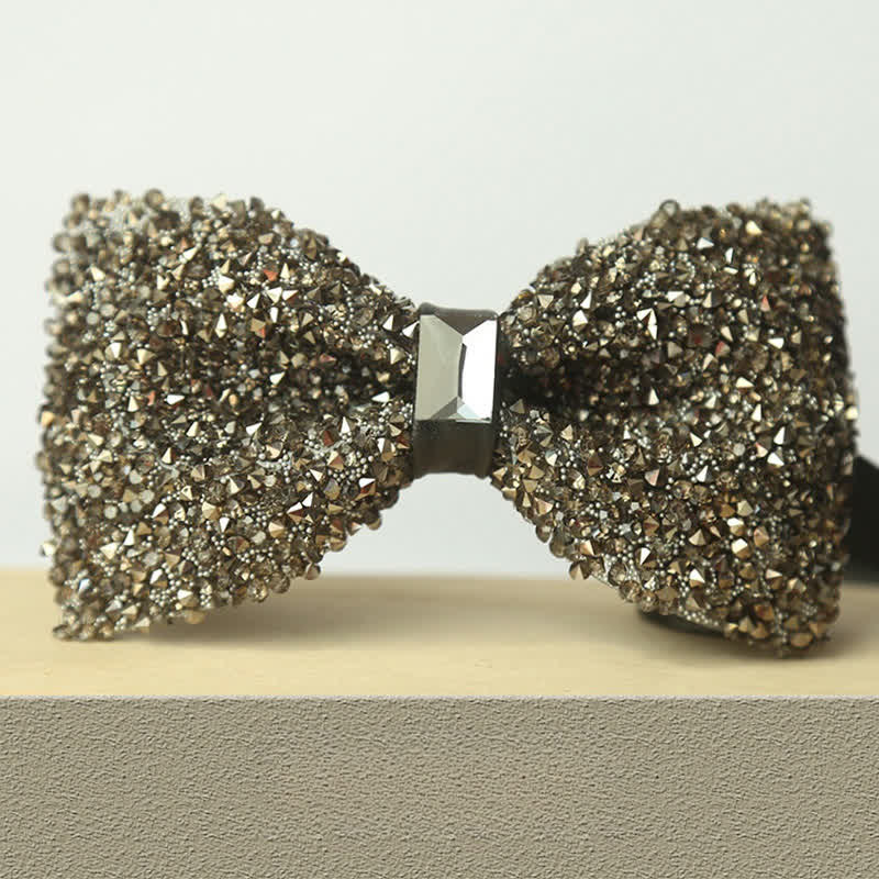 Men's Multicolor Stone Crystal Clastic Enchases Bow Tie