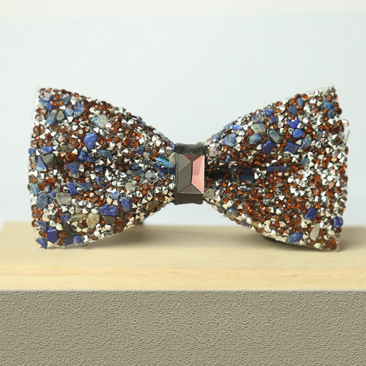 Men's Multicolor Stone Crystal Clastic Enchases Bow Tie