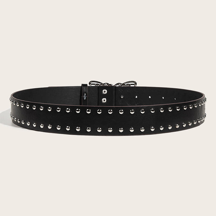 Women's Western Cowgirl Studded Butterfly Buckle Leather Belt - image 2