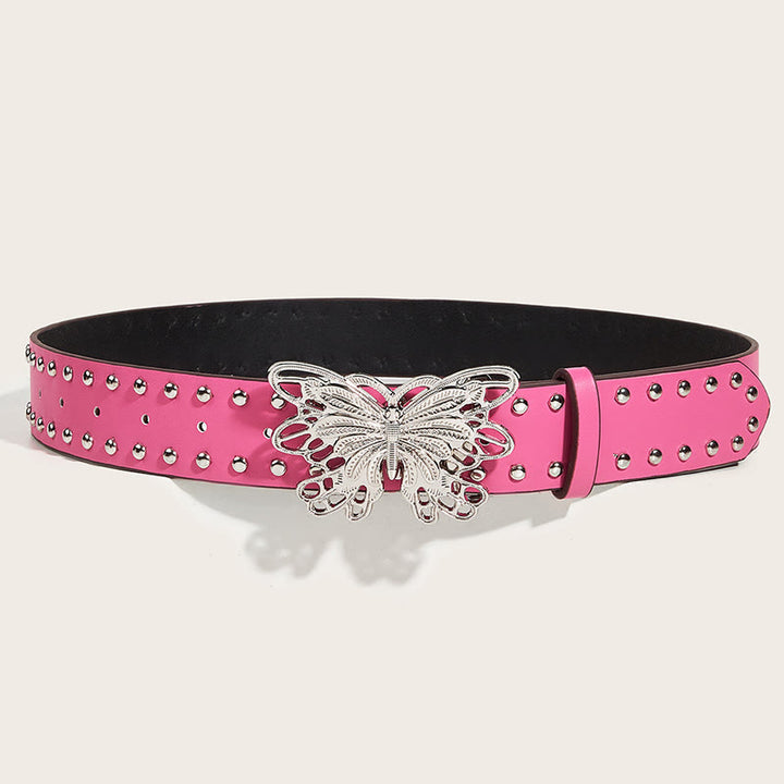 Women's Western Cowgirl Studded Butterfly Buckle Leather Belt - image 5