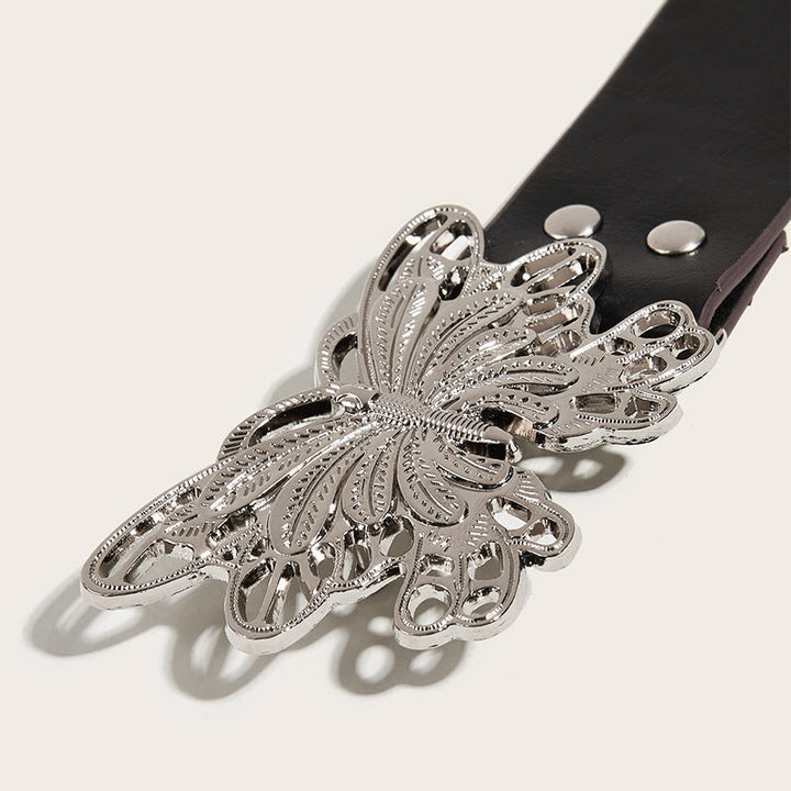 Women's Western Cowgirl Studded Butterfly Buckle Leather Belt - image 3