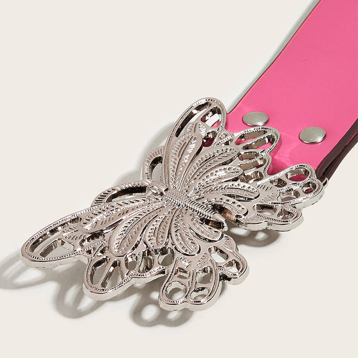 Women's Western Cowgirl Studded Butterfly Buckle Leather Belt