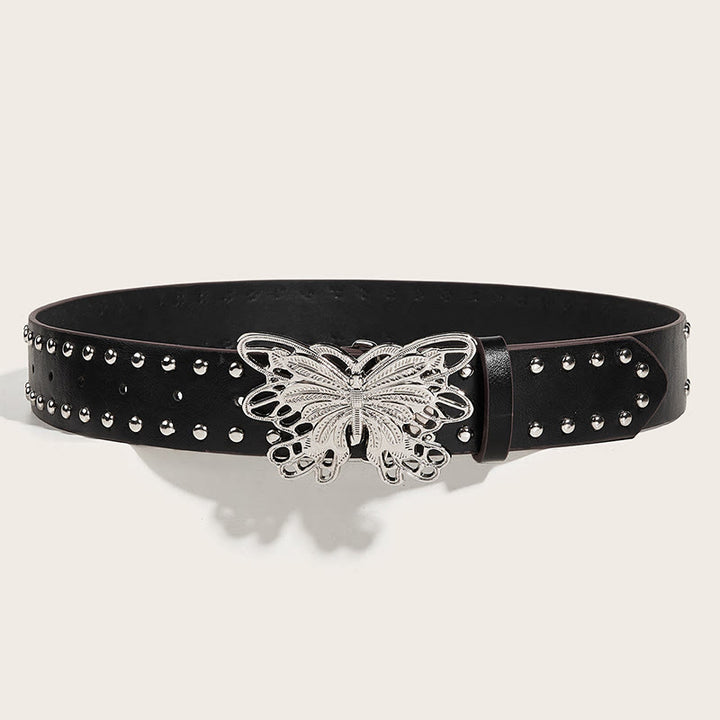Women's Western Cowgirl Studded Butterfly Buckle Leather Belt - image 1