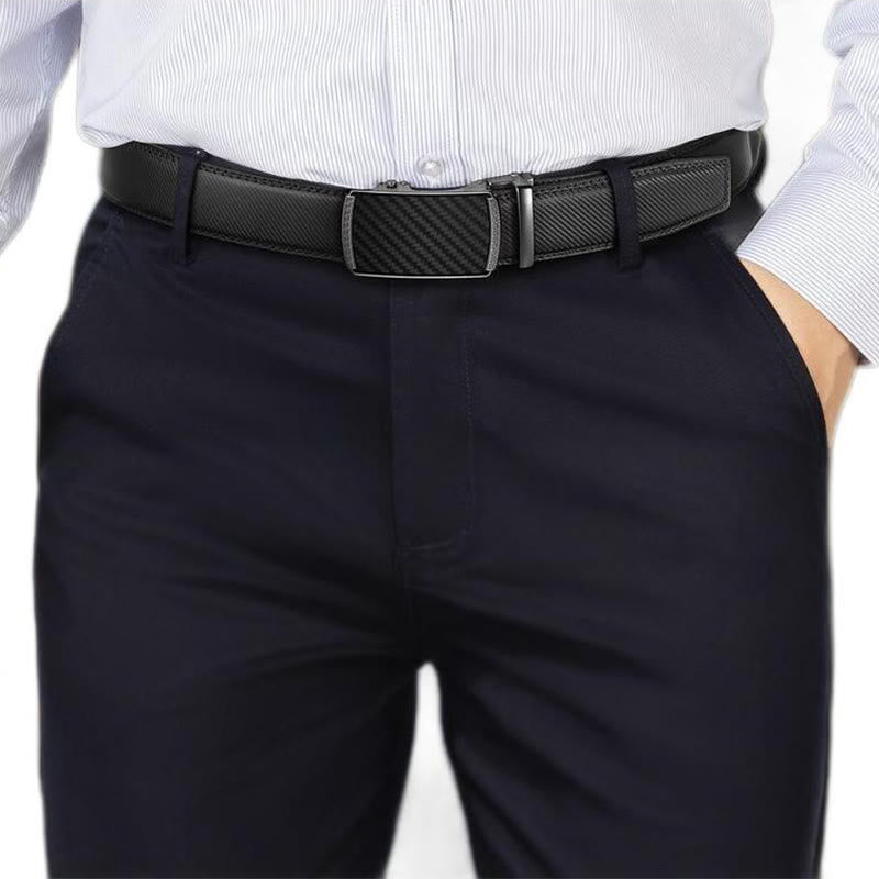 Men's Business Sliding Ratchet Geniune Leather Belt - image 4