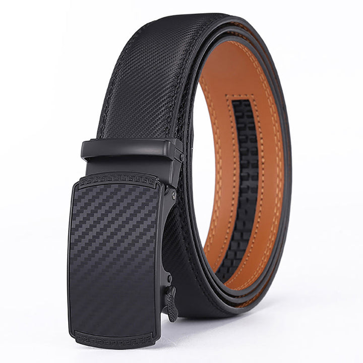 Men's Business Sliding Ratchet Geniune Leather Belt - image 2