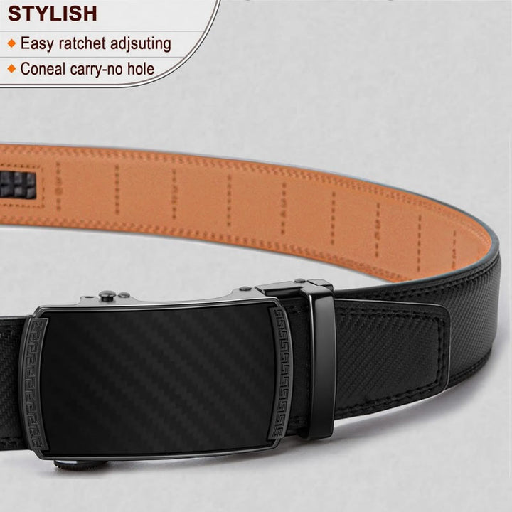 Men's Business Sliding Ratchet Geniune Leather Belt - image 8