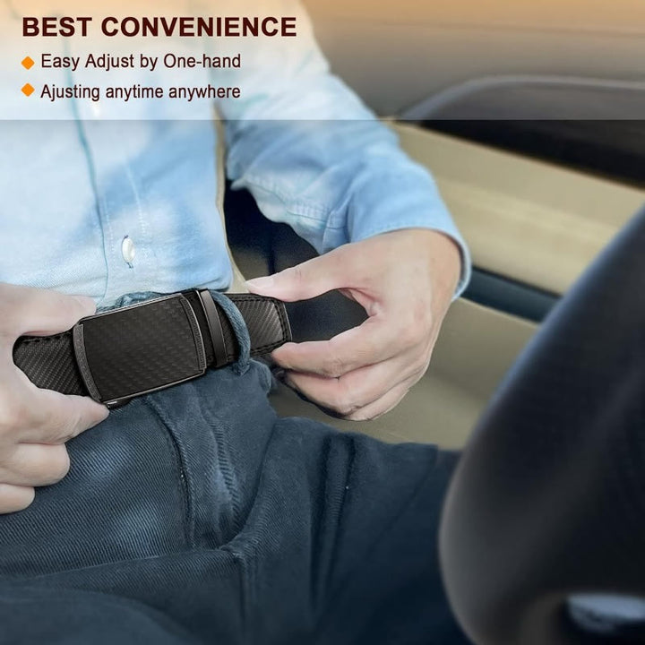Men's Business Sliding Ratchet Geniune Leather Belt - image 5