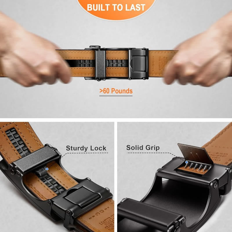 Men's Business Sliding Ratchet Geniune Leather Belt - image 6