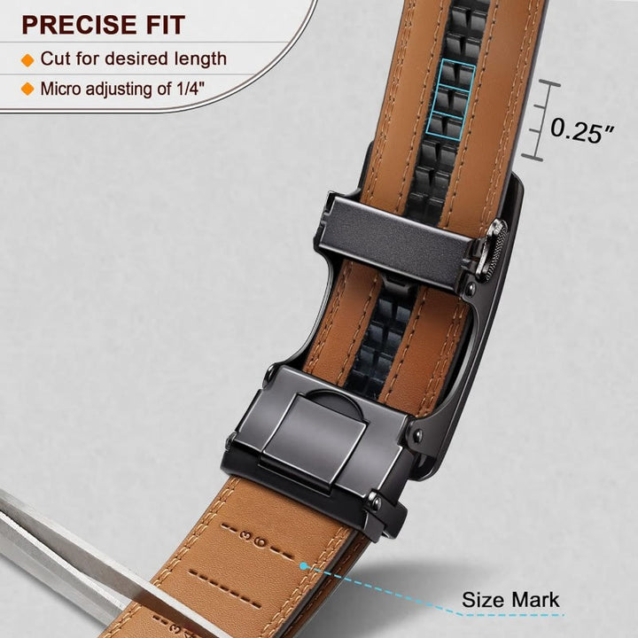 Men's Business Sliding Ratchet Geniune Leather Belt - image 7