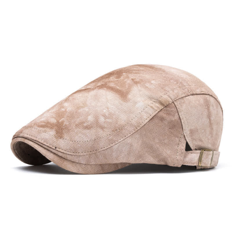 Spring Stylish Tie-dyed Newsboy Cotton Beret Hat - Khaki - Style #1 - Adjustable (22"-24") - image 2