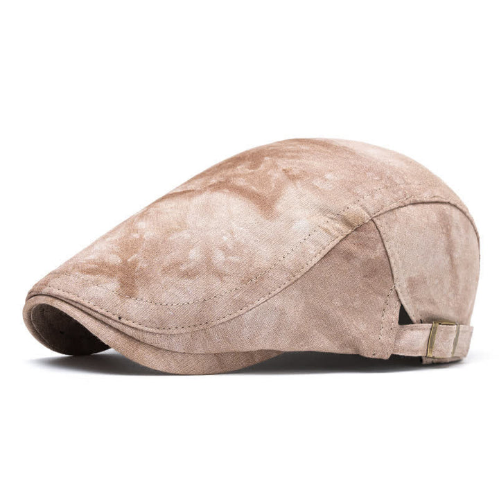 Spring Stylish Tie-dyed Newsboy Cotton Beret Hat - Khaki - Style #1 - Adjustable (22"-24") - image 2