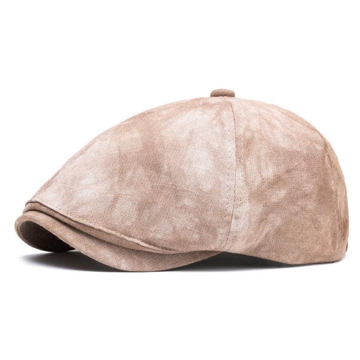 Spring Stylish Tie-dyed Newsboy Cotton Beret Hat - Khaki - Style #2 - Adjustable (22"-24") - image 9