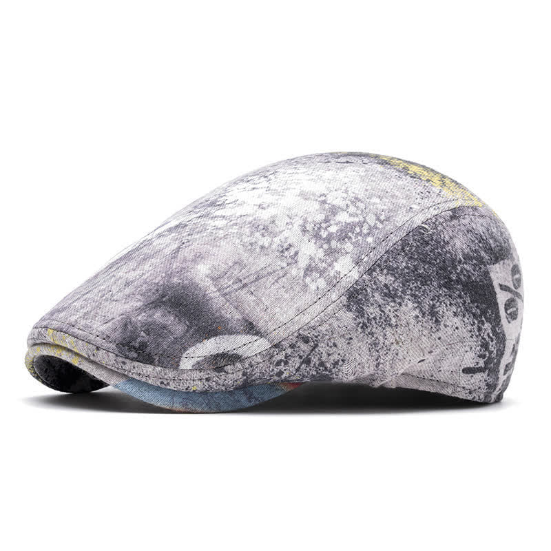 Graffiti Pattern Tie-dyed Newsboy Cotton Beret Hat