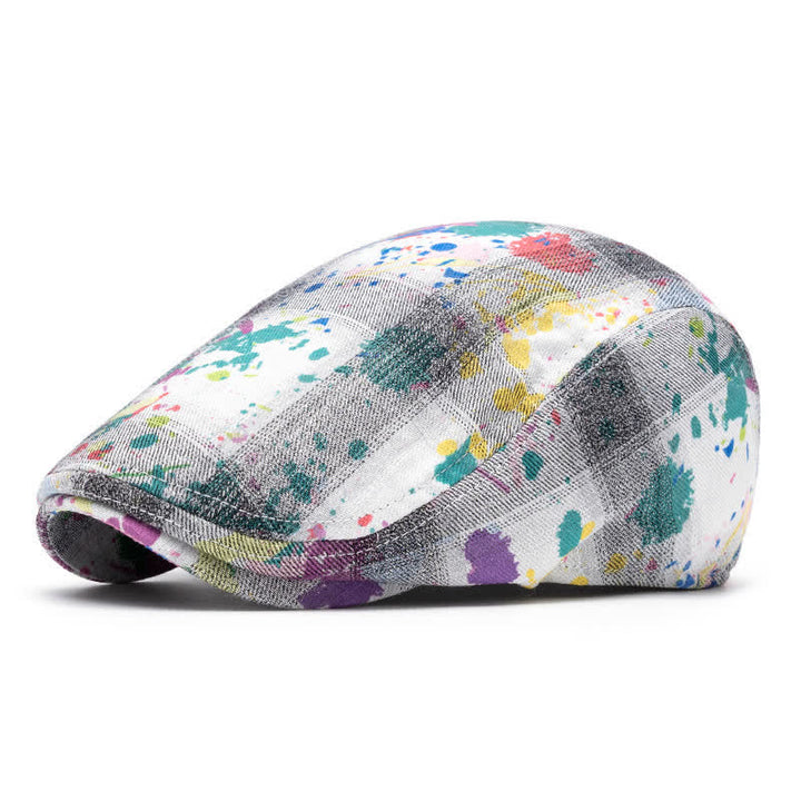 Graffiti Pattern Tie-dyed Newsboy Cotton Beret Hat