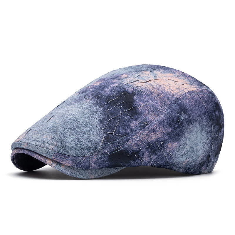 Graffiti Pattern Tie-dyed Newsboy Cotton Beret Hat