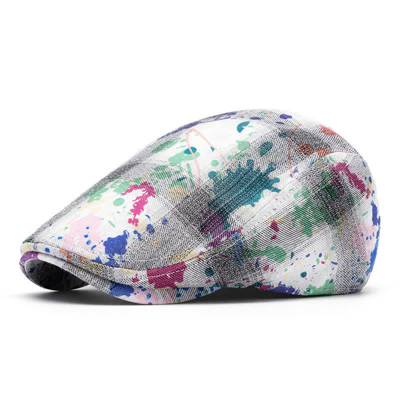 Graffiti Pattern Tie-dyed Newsboy Cotton Beret Hat