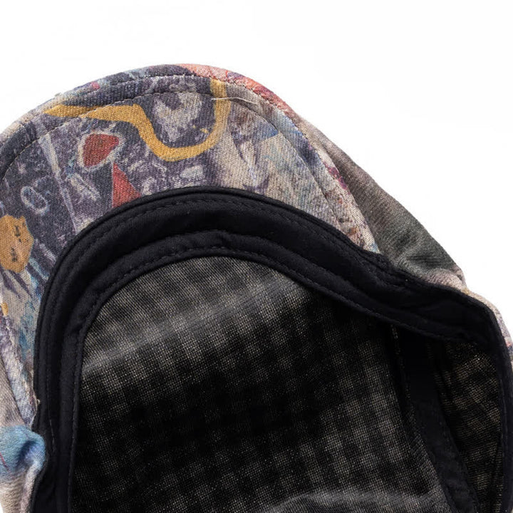 Graffiti Pattern Tie-dyed Newsboy Cotton Beret Hat
