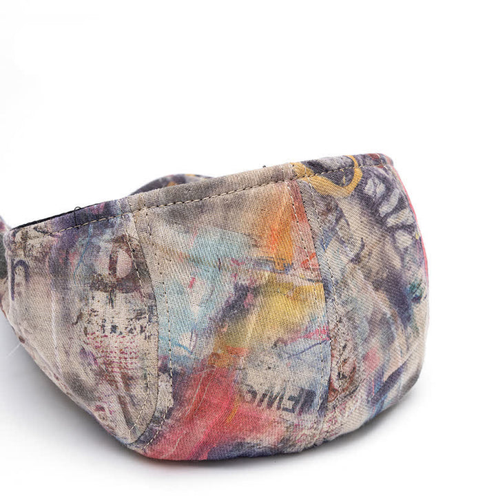 Graffiti Pattern Tie-dyed Newsboy Cotton Beret Hat