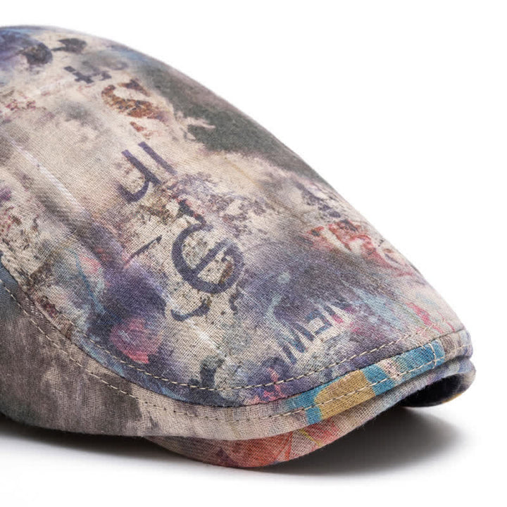 Graffiti Pattern Tie-dyed Newsboy Cotton Beret Hat - image 1