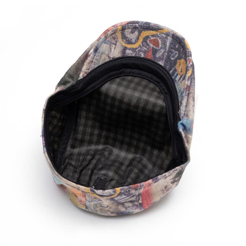 Graffiti Pattern Tie-dyed Newsboy Cotton Beret Hat
