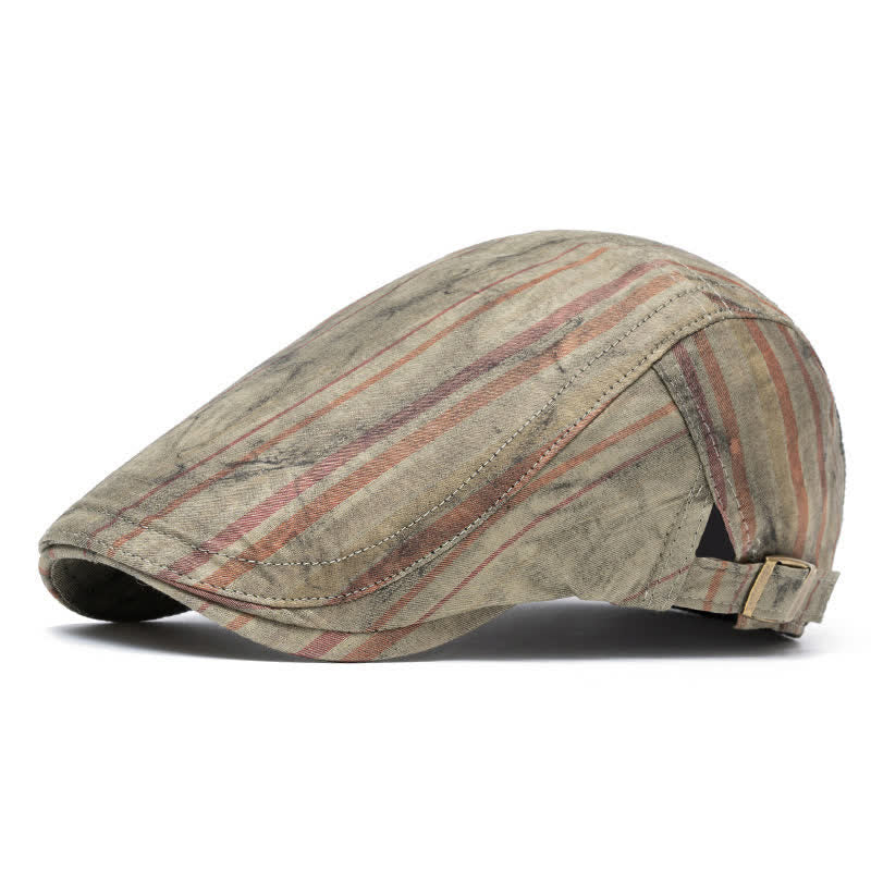 Striped Tie-dyed Graffiti Street Party Newsboy Beret Hat - Army Green - Adjustable (22"-24") - image 10