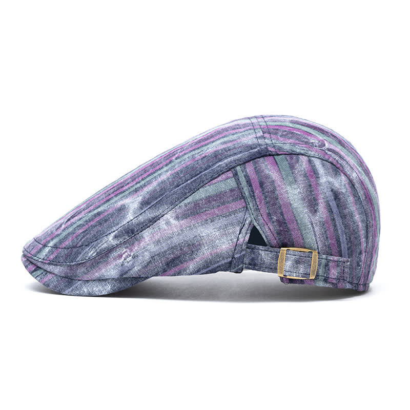Striped Tie-dyed Graffiti Street Party Newsboy Beret Hat - image 4