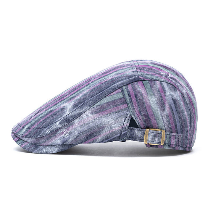 Striped Tie-dyed Graffiti Street Party Newsboy Beret Hat - image 4