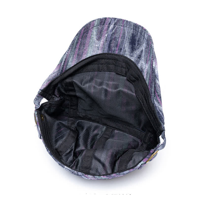 Striped Tie-dyed Graffiti Street Party Newsboy Beret Hat - image 6